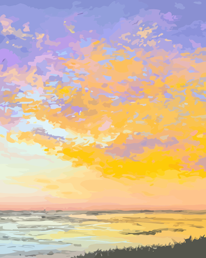 Fiery Sunset Horizon Paint by Numbers for Adults by Paintarthub