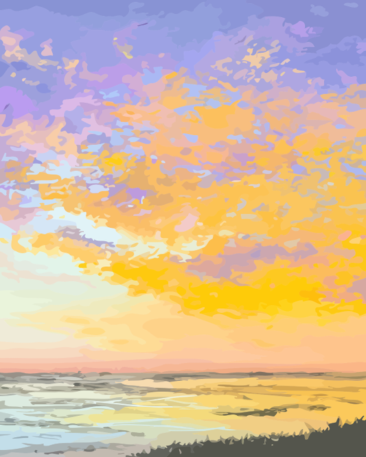 Fiery Sunset Horizon Paint by Numbers for Adults by Paintarthub