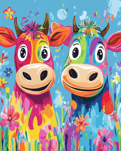 Floral Cows Paint by Numbers for Adults by Paintarthub