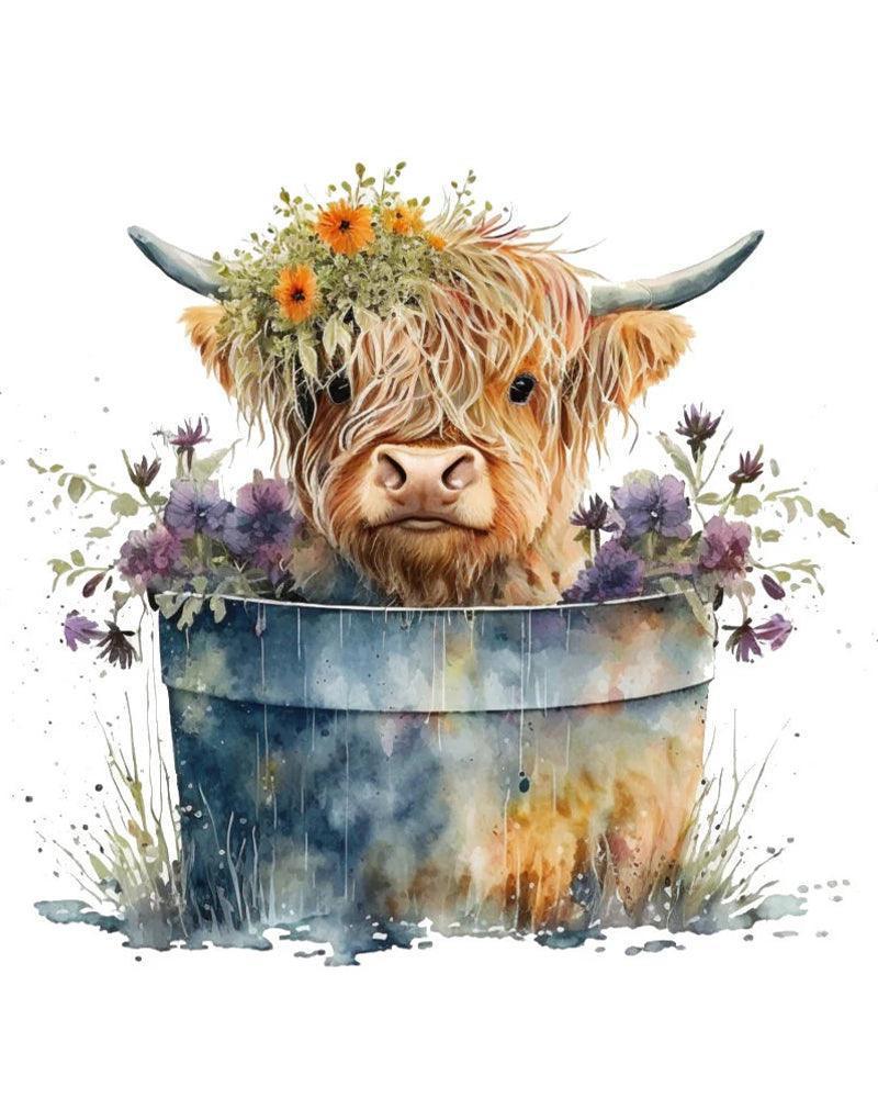Floral Highland Cow Paint by Numbers for Adults by Paintarthub