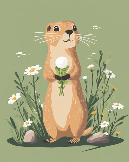 Flower-loving Groundhog Paint by Numbers for Adults by Paintarthub