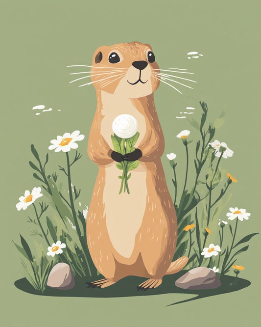 Flower-loving Groundhog Paint by Numbers for Adults by Paintarthub