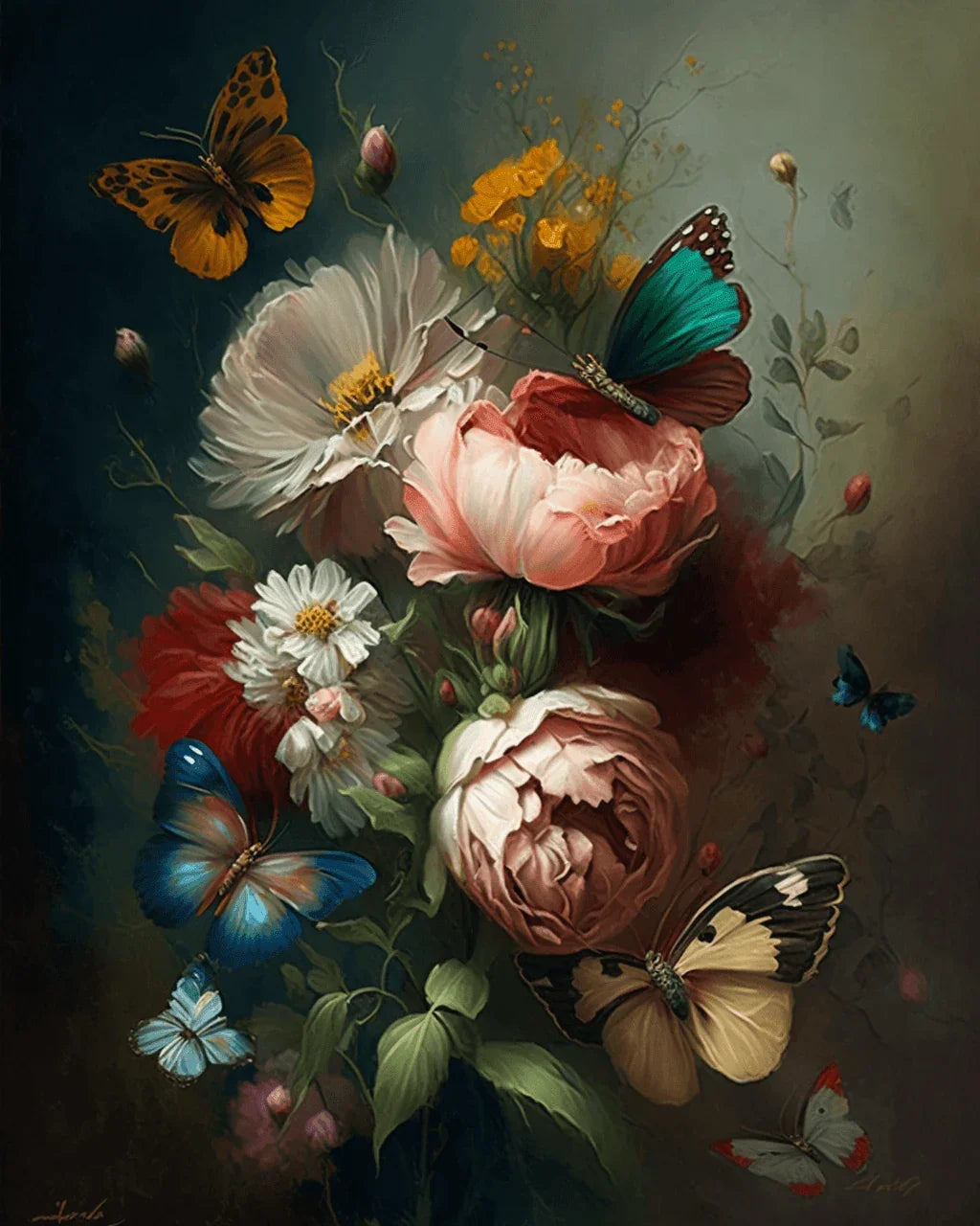 Flowers and Butterflies Paint by Number for Adults by Paintarthub