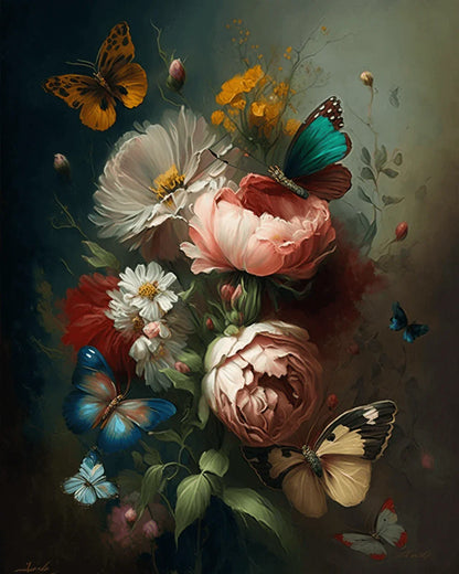 Flowers and Butterflies Paint by Number for Adults by Paintarthub