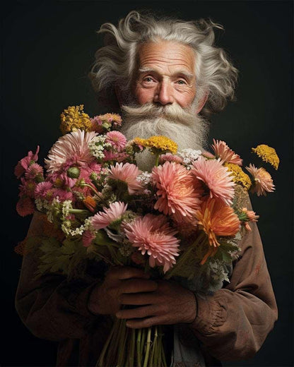Flowers and Old man Paint by Numbers for Adults by Paintarthub