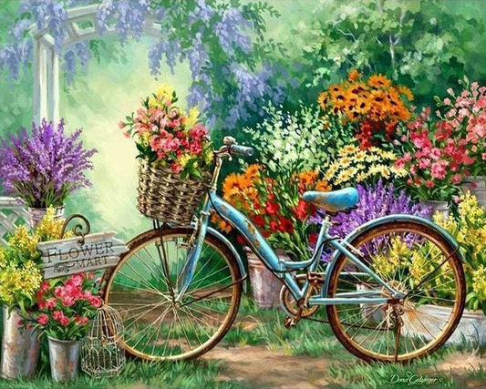 Flowers and Bicycles Paint by Number