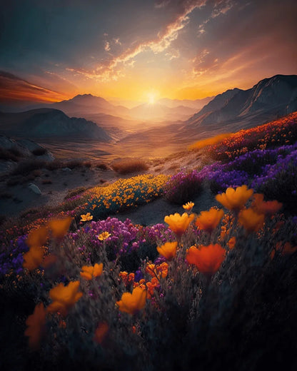 Flowers in The Sunset Paint by Numbers for Adults by Paintarthub