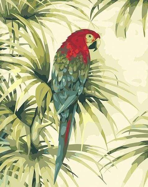 Green Leaves and Parrot Paint by Numbers