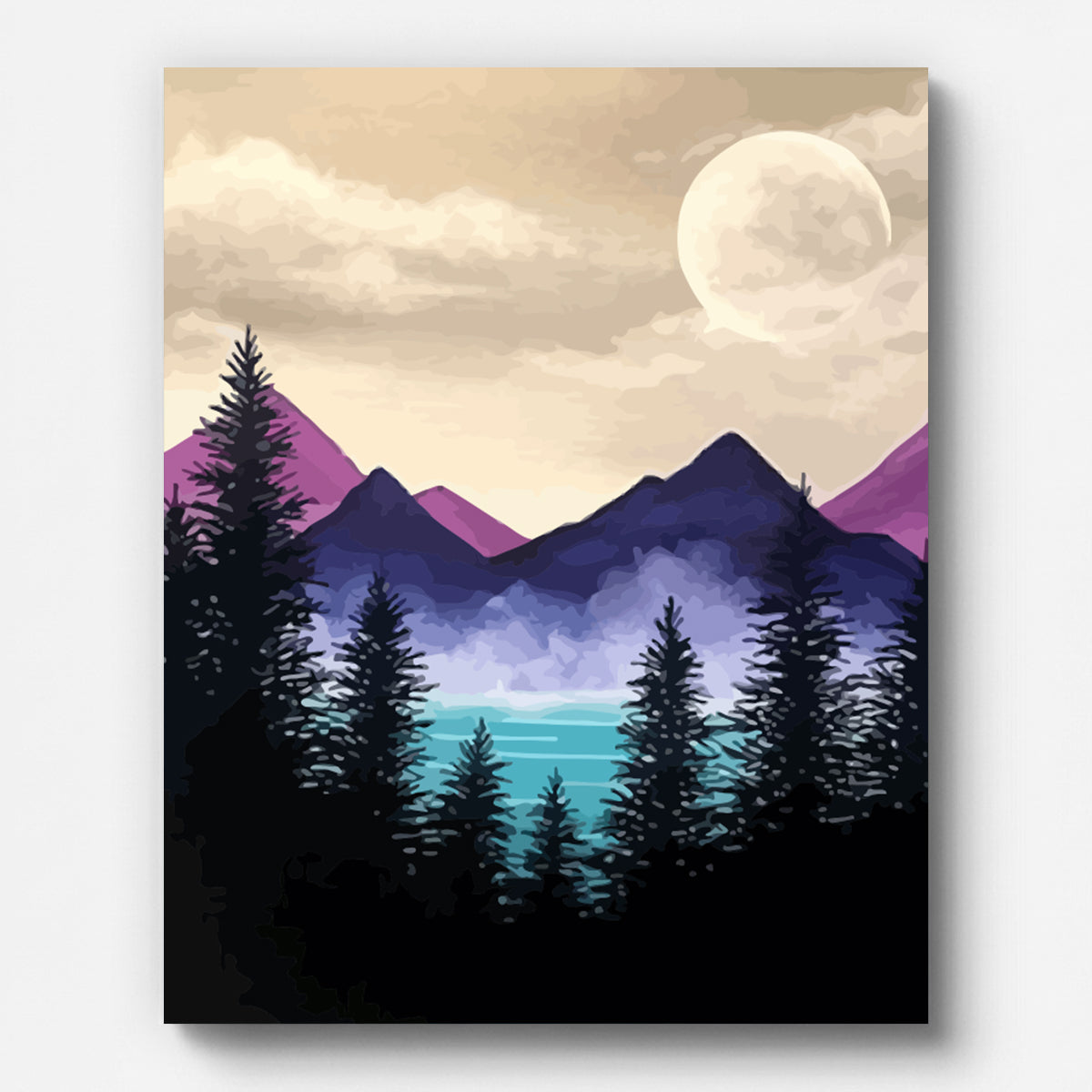 Forest and Lake Paint by Numbers for Adults by Paintarthub - Finished Wall Art