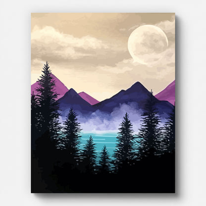 Forest and Lake Paint by Numbers for Adults by Paintarthub - Finished Wall Art