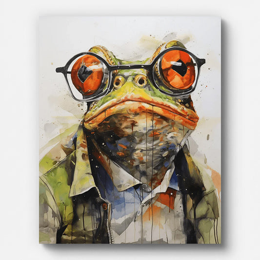 Frog Wearing Glasses Paint by Numbers for Adults by Paintarthub - Finished Wall Art