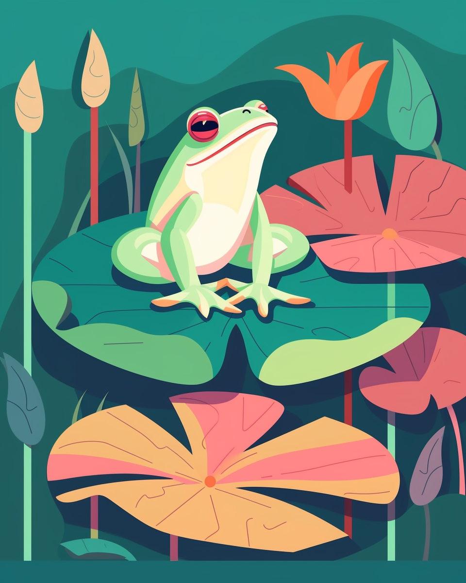 Frog on Lily Pad Paint by Numbers for Adults by Paintarthub