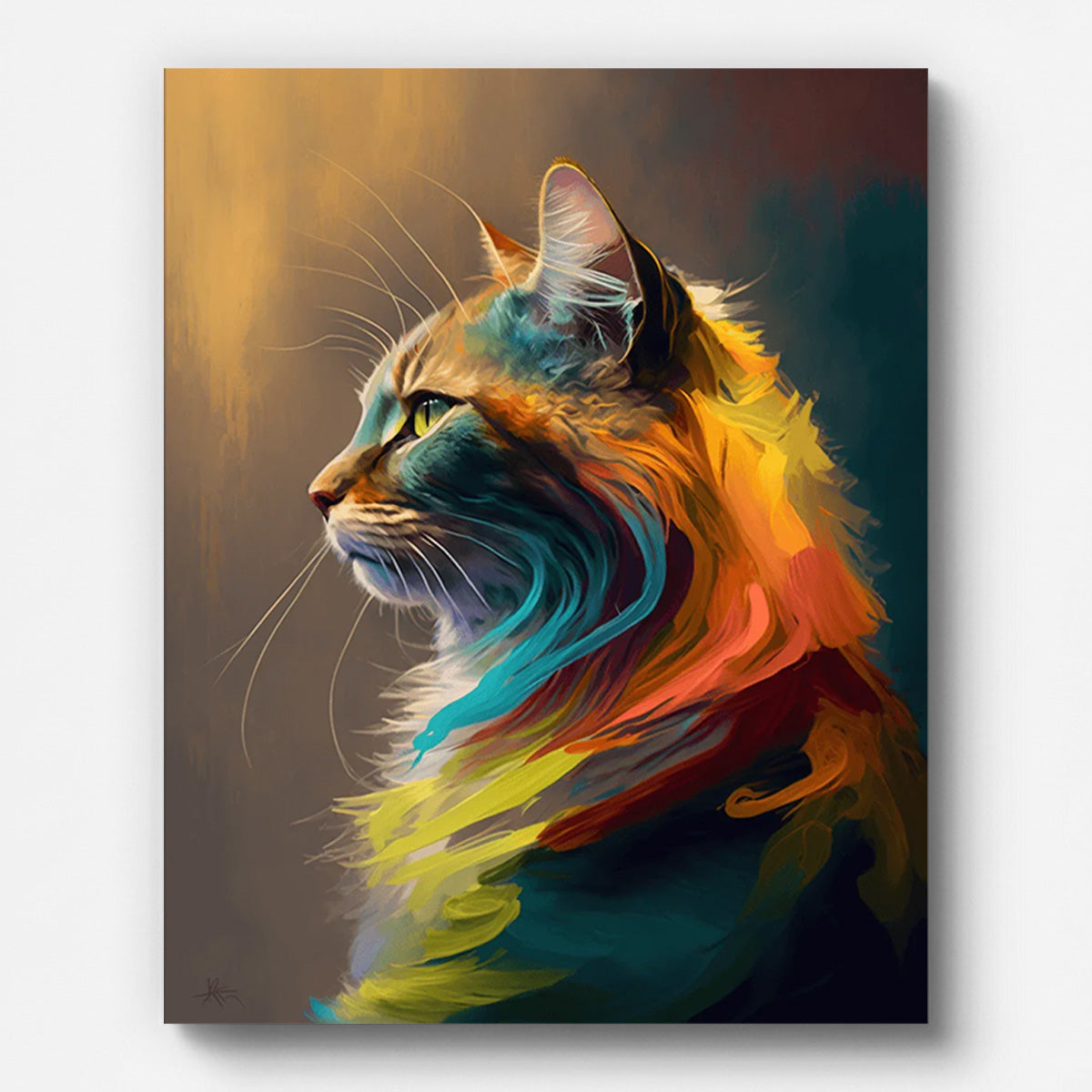 Gazing Cat Paint by Numbers for Adults by Paintarthub - Finished Wall Art