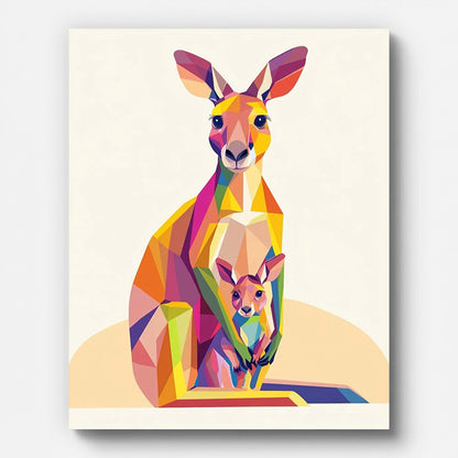 Geometric Kangaroo Paint by Numbers for Adults by Paintarthub - Finished Wall Art