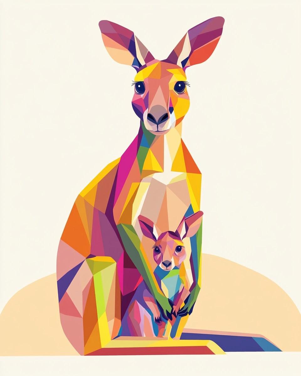 Geometric Kangaroo Paint by Numbers for Adults by Paintarthub