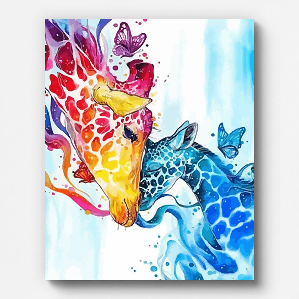 Giraffe Mom and Baby Paint by Numbers for Adults by Paintarthub - Finished Wall Art