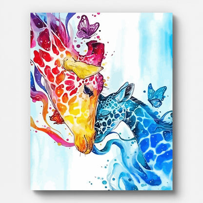 Giraffe Mom and Baby Paint by Numbers for Adults by Paintarthub - Finished Wall Art