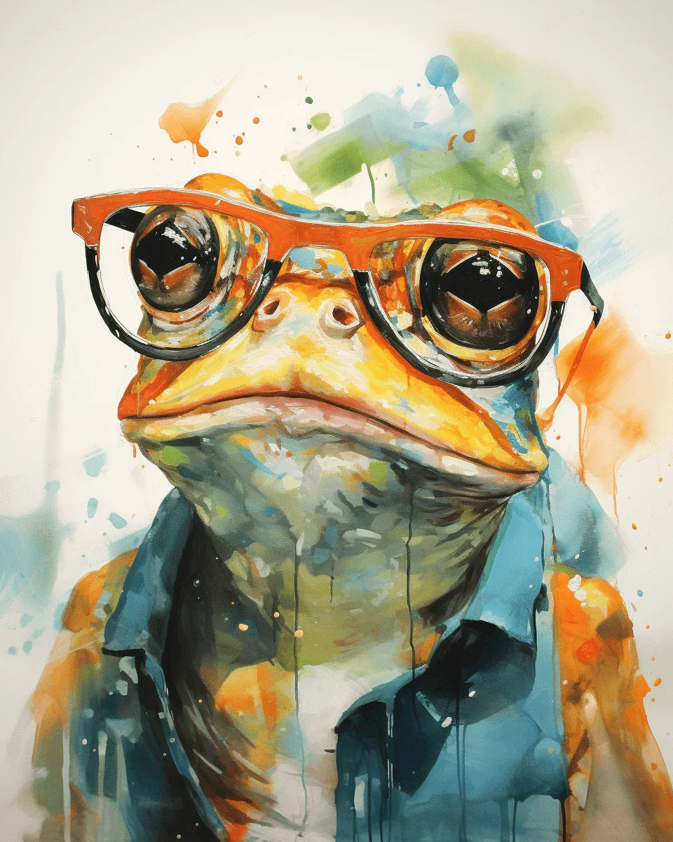 Glasses-wearing Frog Paint by Numbers for Adults by Paintarthub