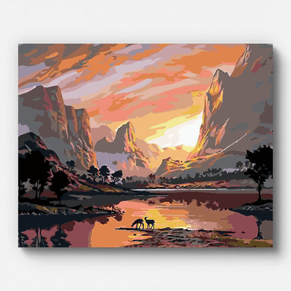 Glow of Valley Paint by Numbers for Adults by Paintarthub - Finished Wall Art