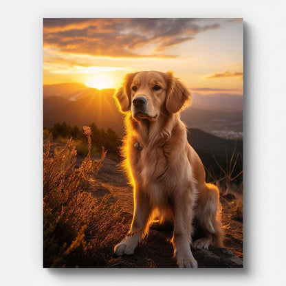 Golden Retriever in the Sunset Paint by numbers for Adults by Paintarthub - Finished Wall Art