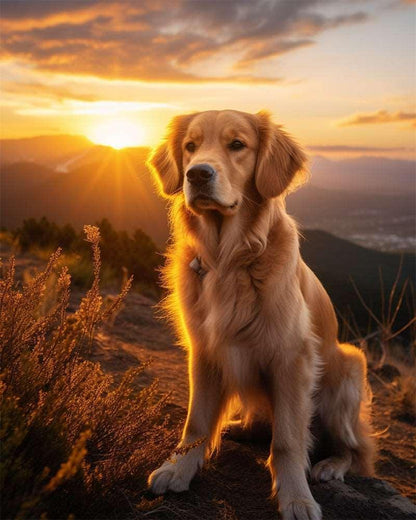 Golden Retriever in the Sunset Paint by numbers for Adults by Paintarthub
