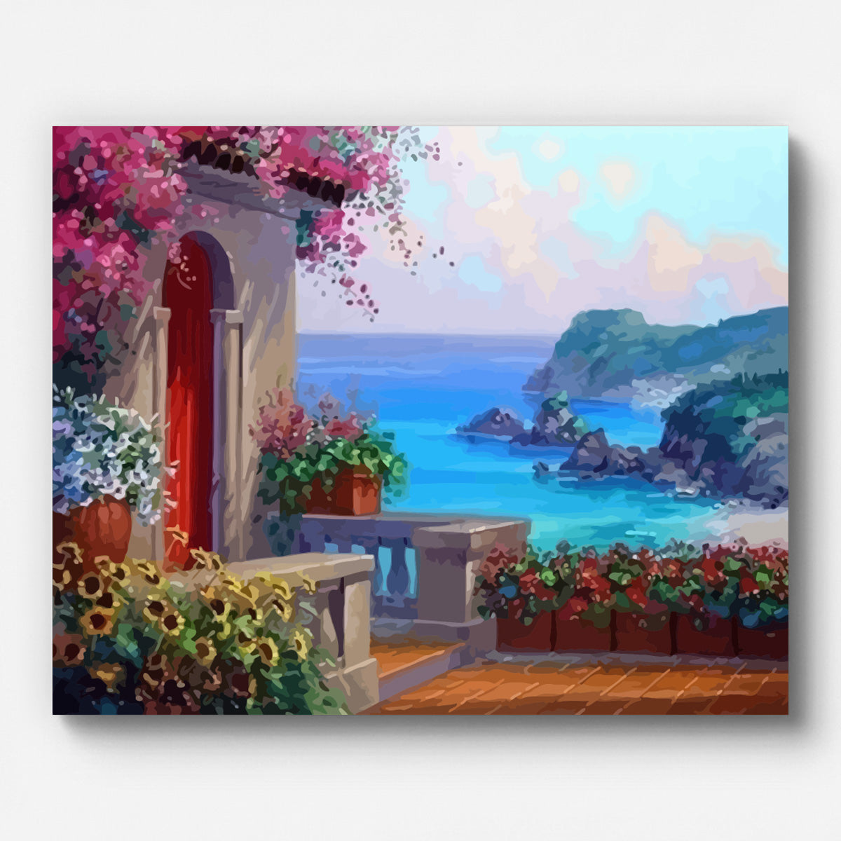 Greece Seaside Paint by Numbers for Adults by Paintarthub - Finished Wall Art