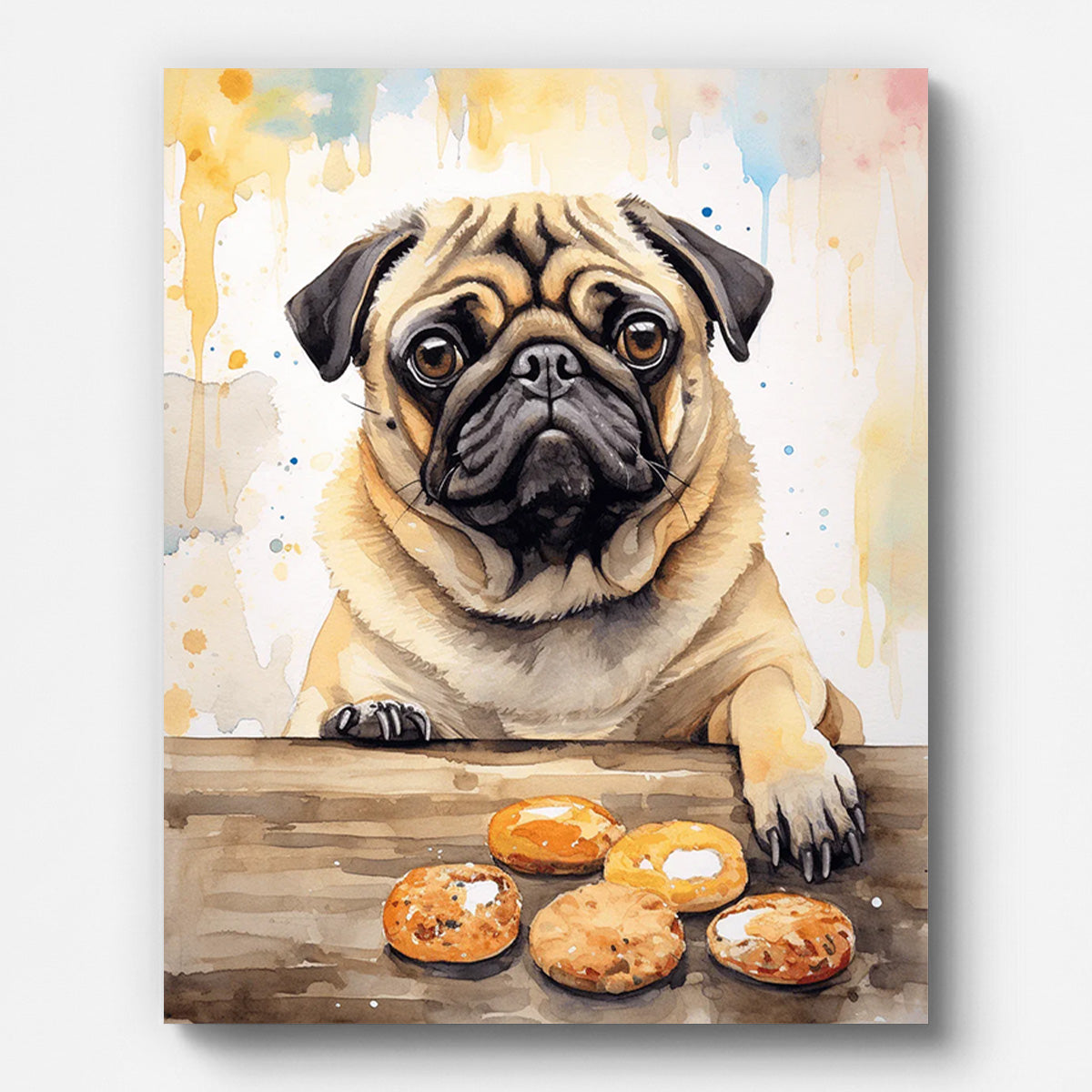 Greedy Pug Paint by Numbers for Adults by Paintarthub - Finished Wall Art