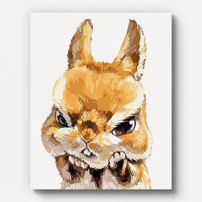Grumpy Rabbit Paint by Numbers for Adults by Paintarthub - Finished Wall Art