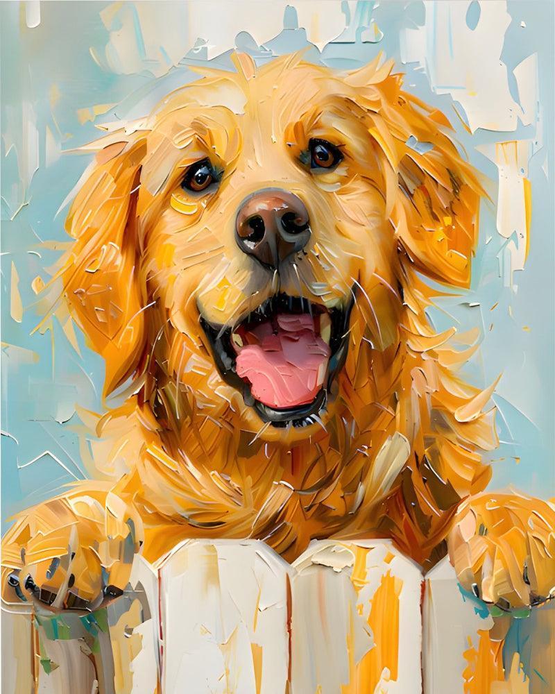 Happy Golden Retriever Paint by Numbers for Adults by Paintarthub
