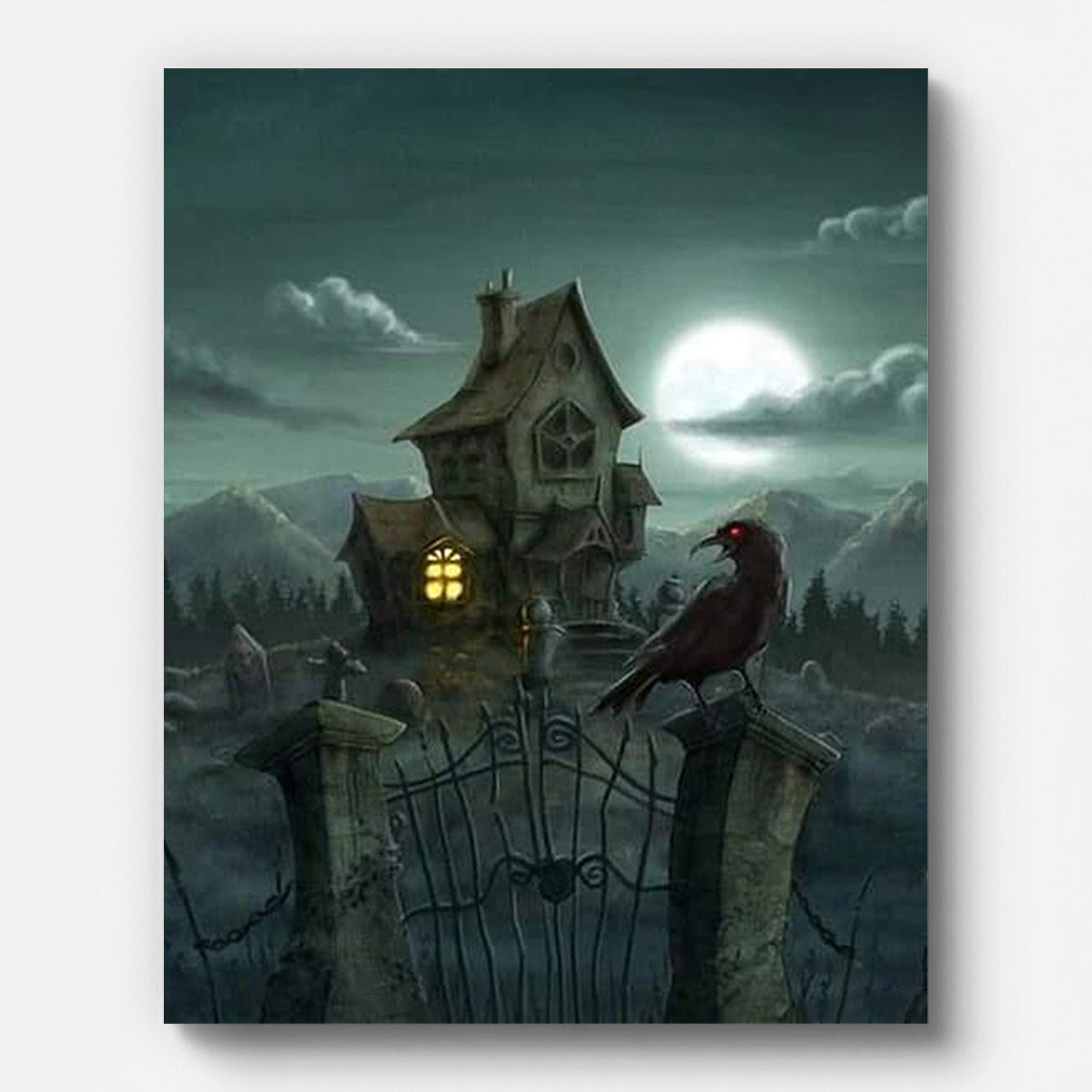Haunted House Paint by Numbers for Adults by Paintarthub - Finished Wall Art