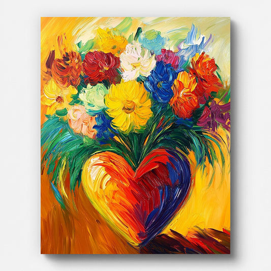Heart Bouquet Paint by Numbers for Adults by Paintarthub - Finished Wall Art