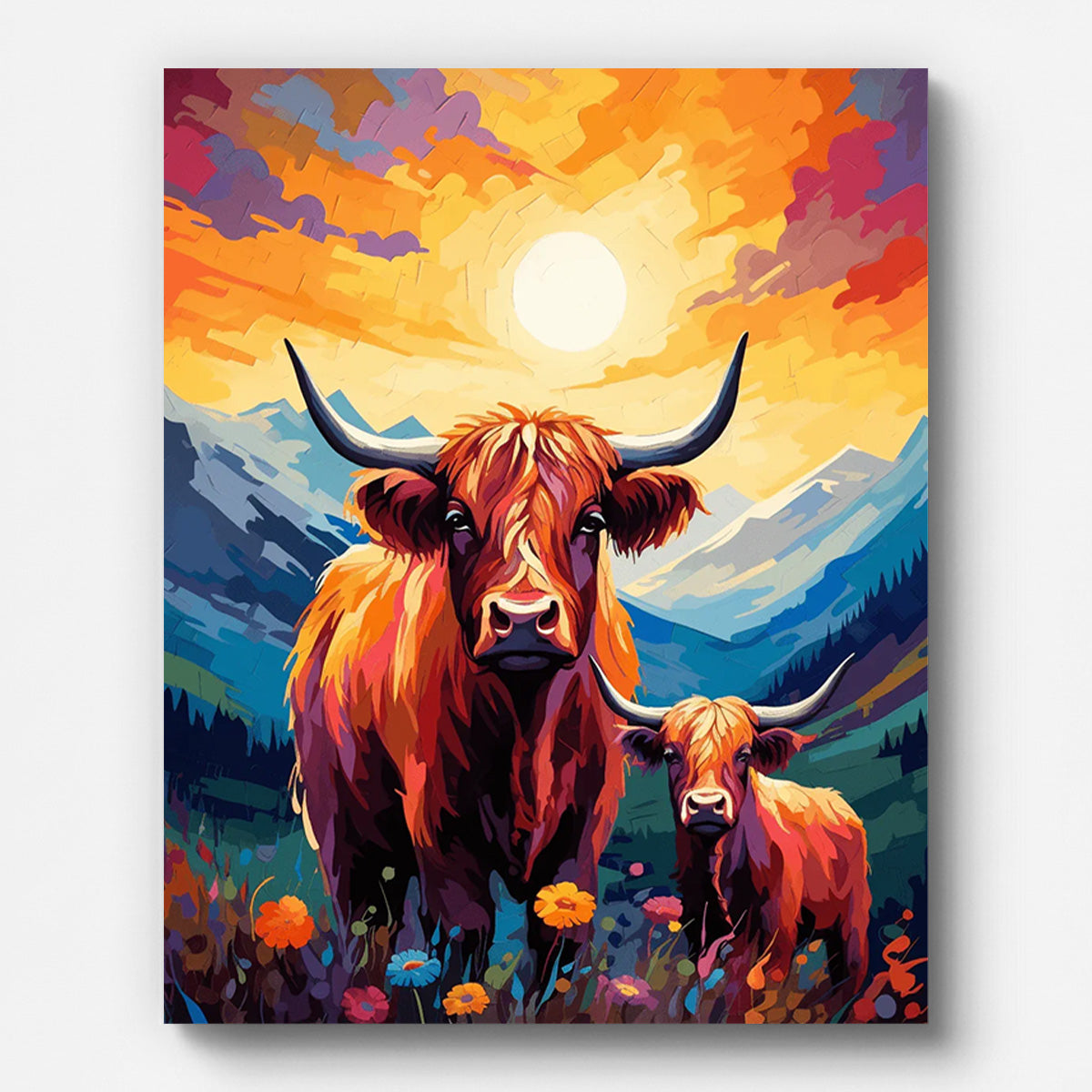 Highland Cow Paint by Numbers for Adults by Paintarthub - Finished Wall Art
