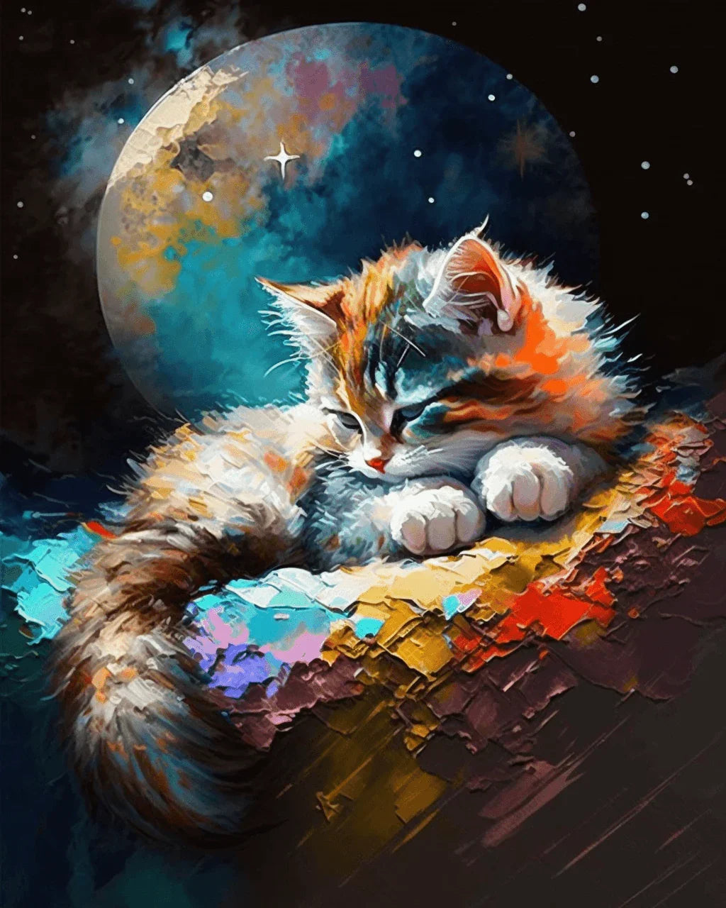 Kitten Under The Spotlight Paint by Number for Adults by Paintarthub