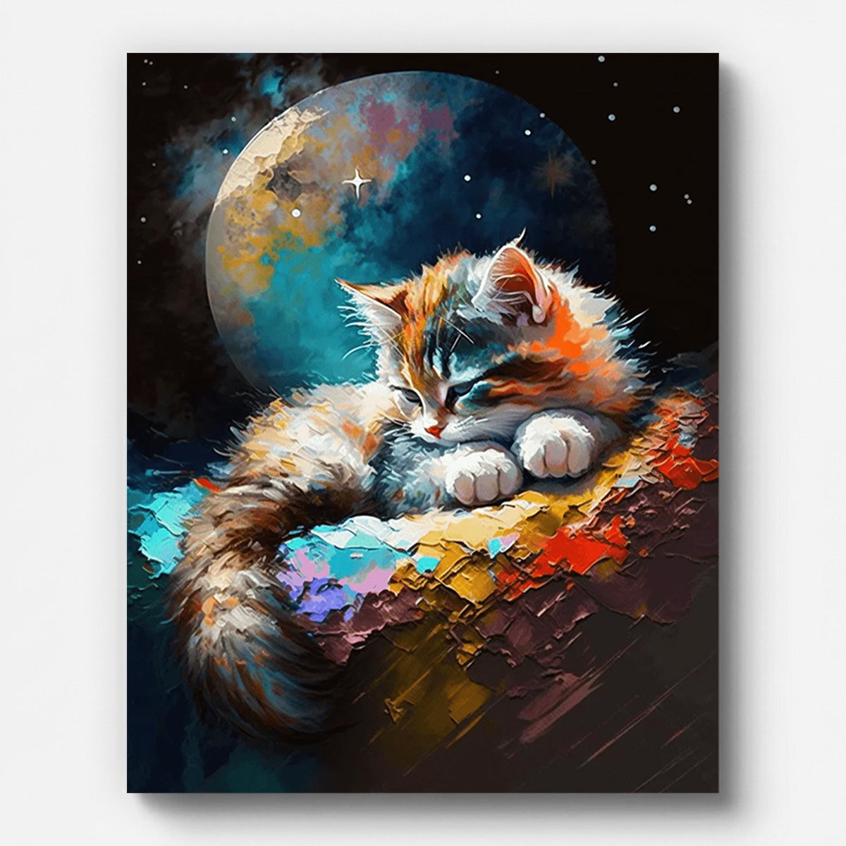 Kitten Under The Spotlight Paint by Numbers for Adults by Paintarthub - Finished Wall Art