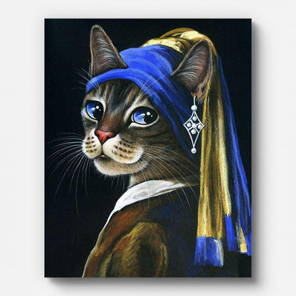 Kitten Wearing a Blue Headscarf Paint by Numbers for Adults by Paintarthub - Finished Wall Art