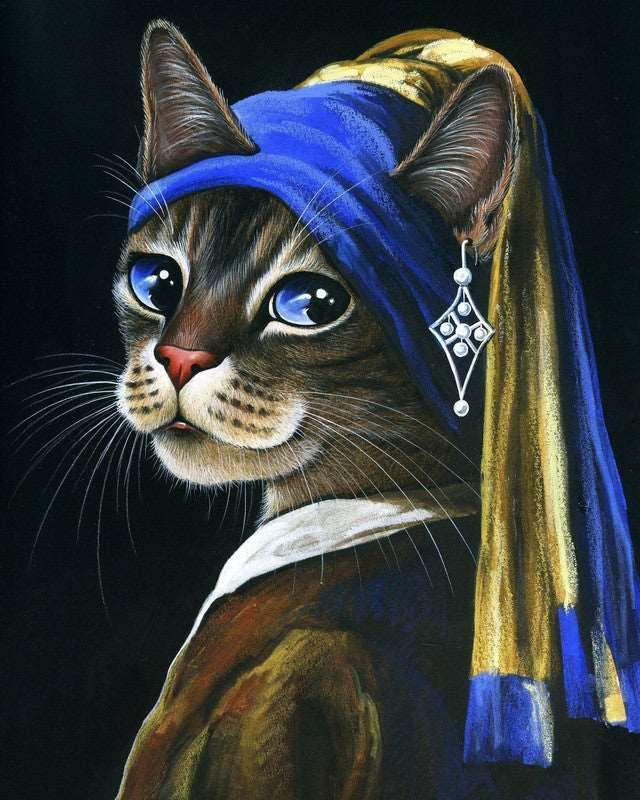 Kitten Wearing a Blue Headscarf Paint by Numbers for Adults by Paintarthub