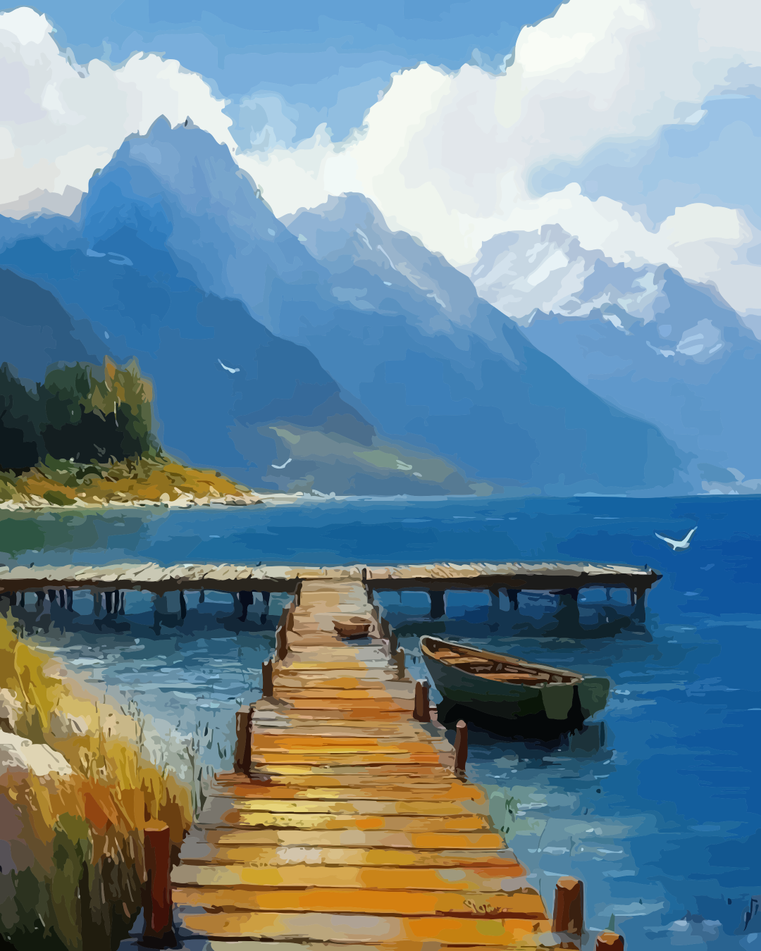 Lakeside Mountain View Paint by Numbers for Adults by Paintarthub