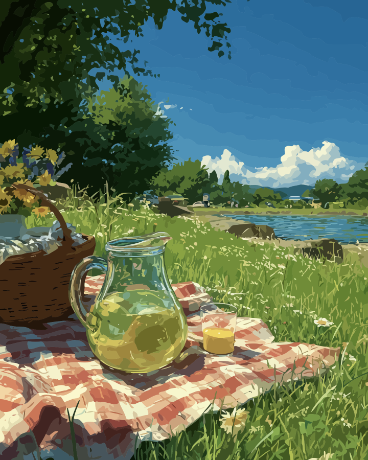 Lakeside Picnic Paint by Numbers for Adults by Paintarthub