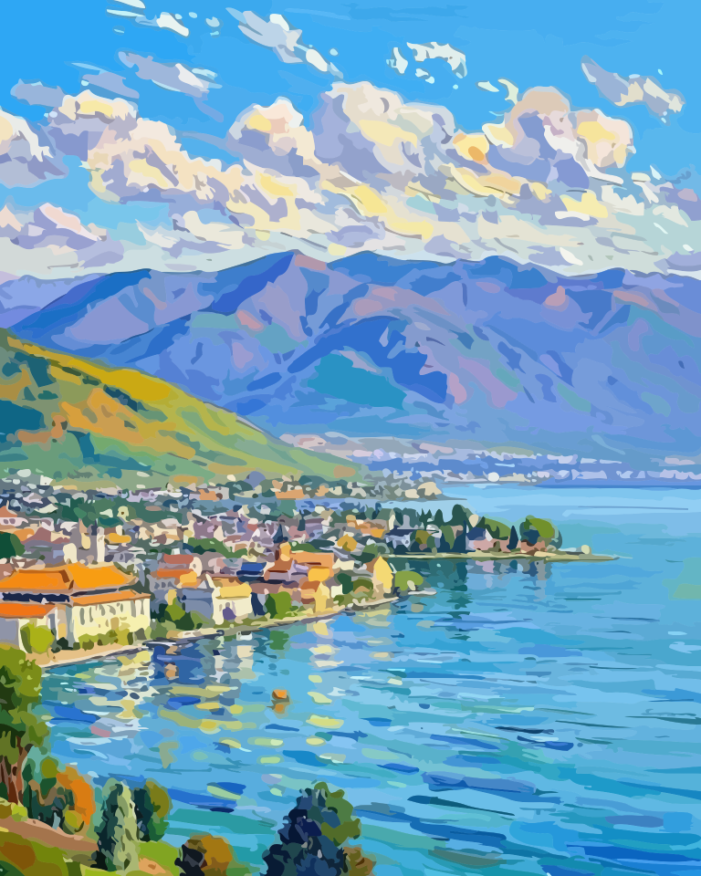 Lakeside Village Paint by Numbers for Adults by Paintarthub