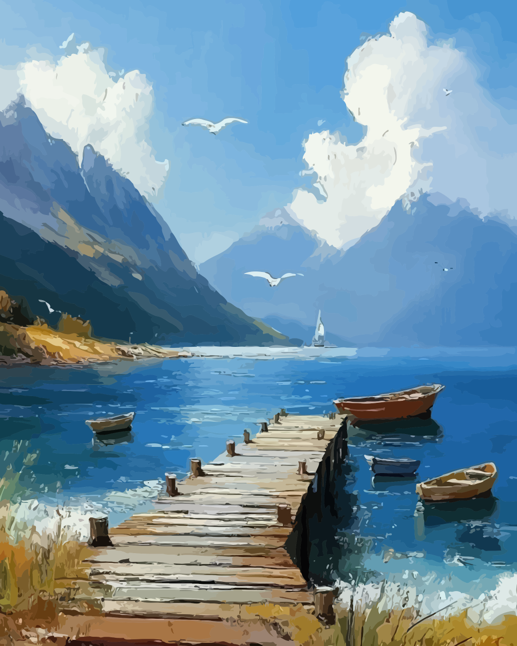 Lakeside Wooden Pier Paint by Numbers for Adults by Paintarthub
