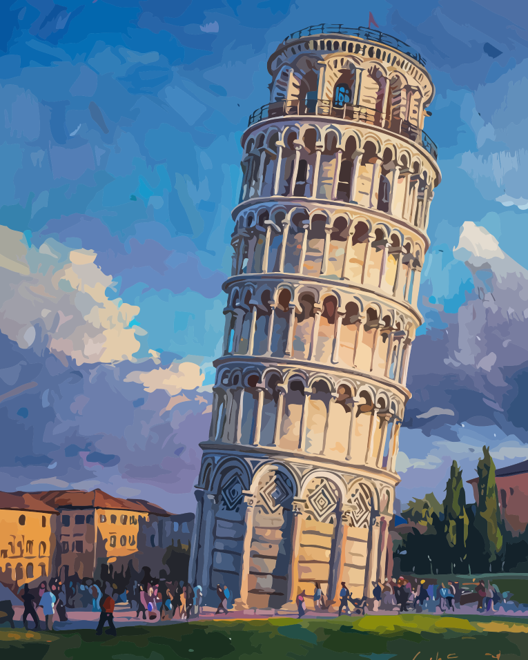 Leaning Tower of Pisa Paint by Numbers for Adults by Paintarthub