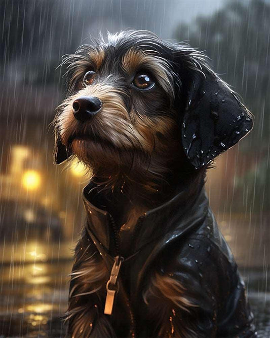 Leather Jacket Puppy Paint by Numbers for Adults by Paintarthub