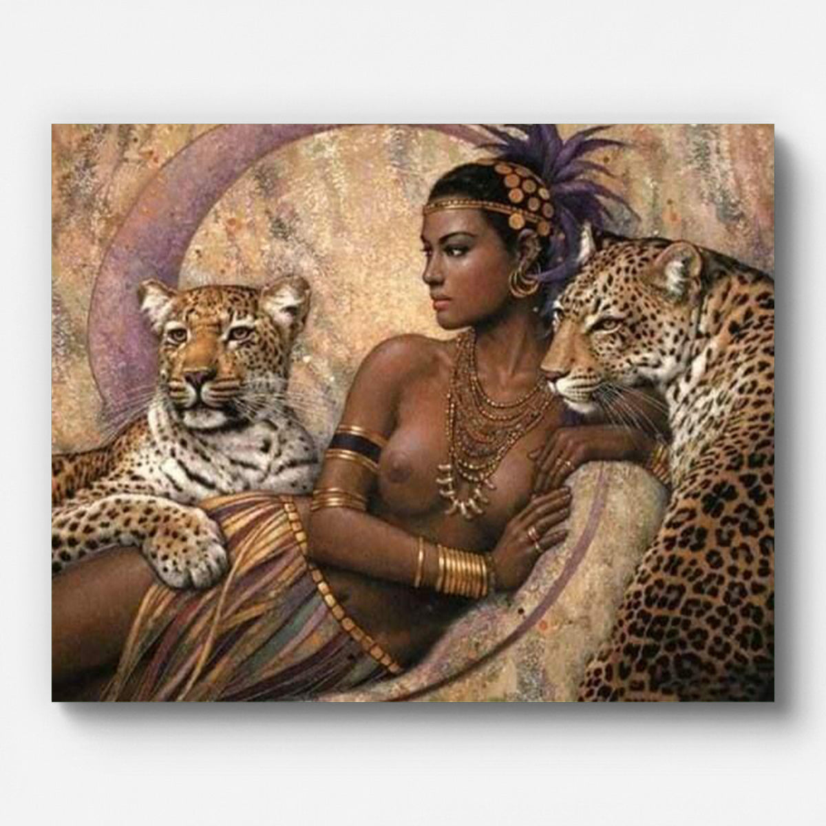 Leopards and Goddess Paint by Numbers for Adults by Paintarthub - Finished Wall Art