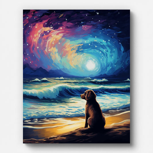 Little Dog by Seaside Paint by Numbers for Adults by Paintarthub - Finished Wall Art
