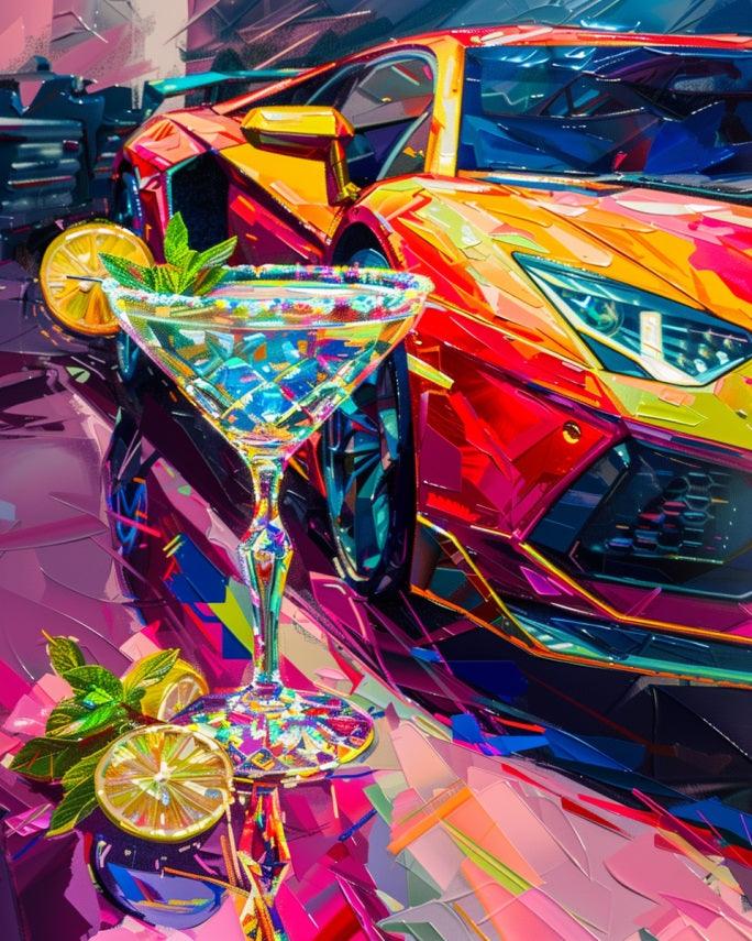 Luxury Car and Cocktail Paint by Numbers for Adults by Paintarthub