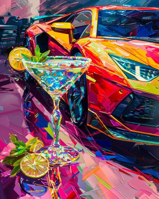Luxury Car and Cocktail Paint by Numbers for Adults by Paintarthub