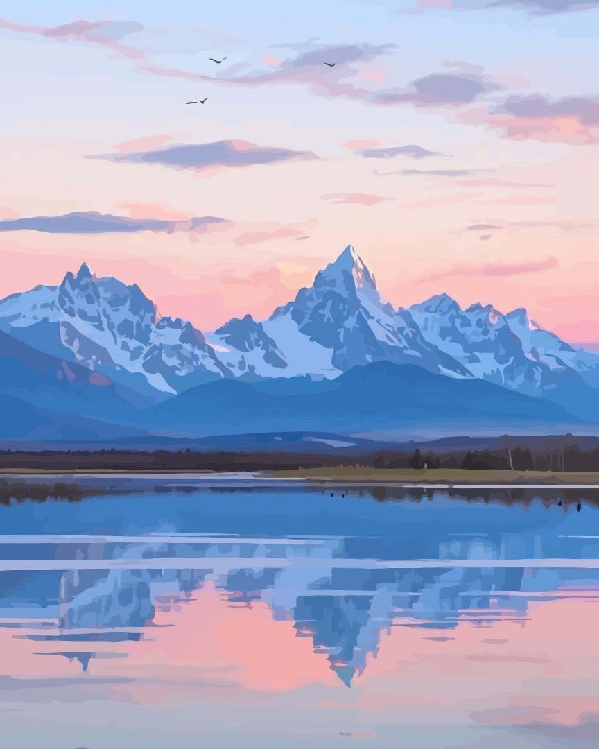 Majestic Snowy Mountain Lake Paint by Numbers for Adults by Paintarthub