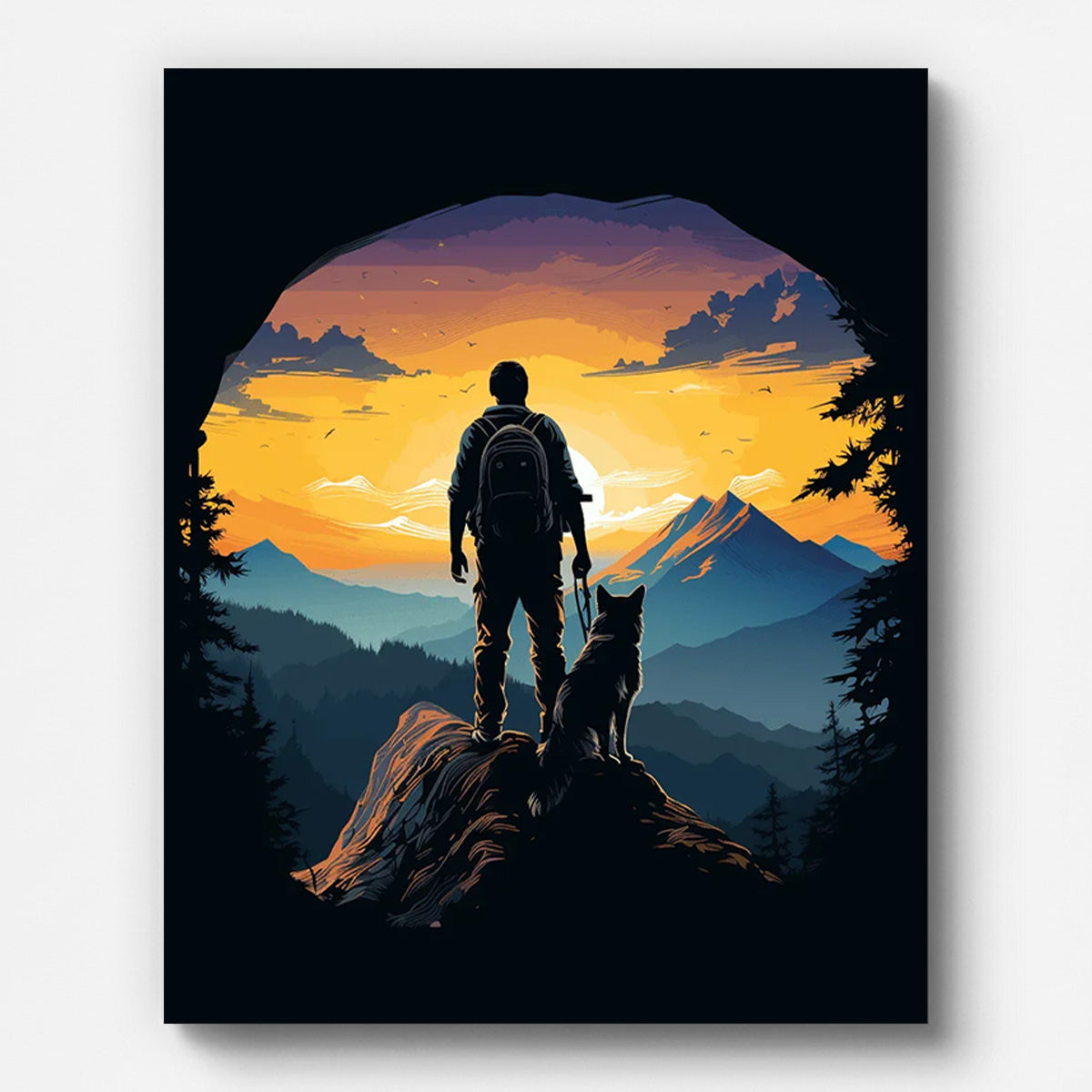 Man and Dog Paint by Numbers for Adults by Paintarthub - Finished Wall Art