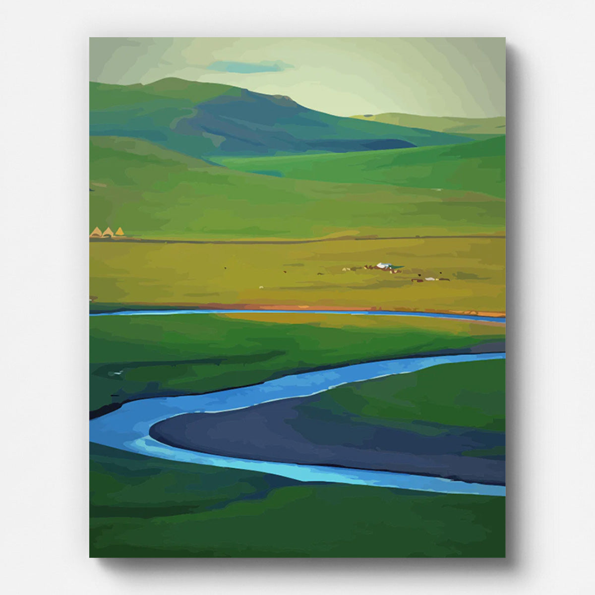 Meadow Valley Paint by Numbers for Adults by Paintarthub - Finished Wall Art