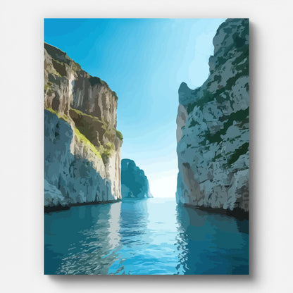 Mediterranean Coastal Fjord Paint by Numbers for Adults by Paintarthub - Finished Wall Art